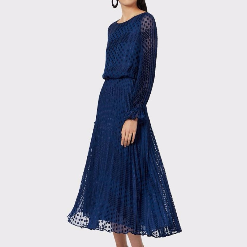 Emporio Armani Devore Dot Pleated DRESS,IT52=US16